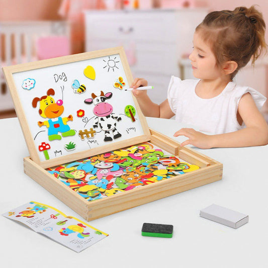 2-In-1 Kids' Montessori Drawing Board with Magnets and Reusable Blackboard