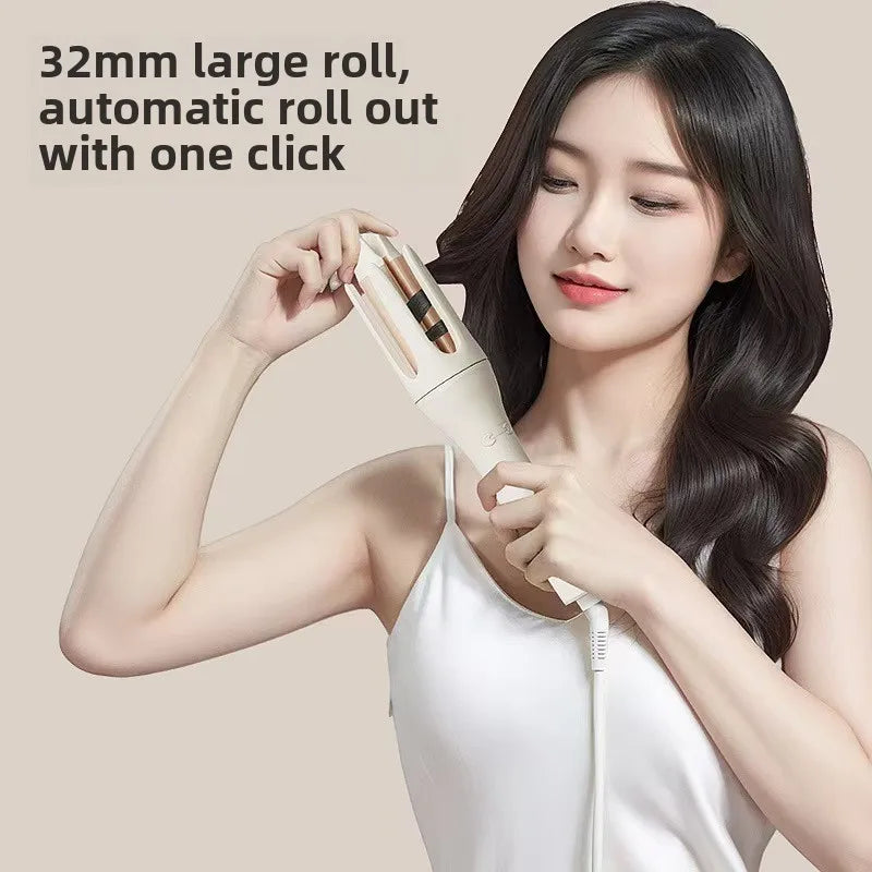 2-In-1 Rotating Hair Curler & Straightener | Tourmaline Ceramic | 3.1 cm Diameter