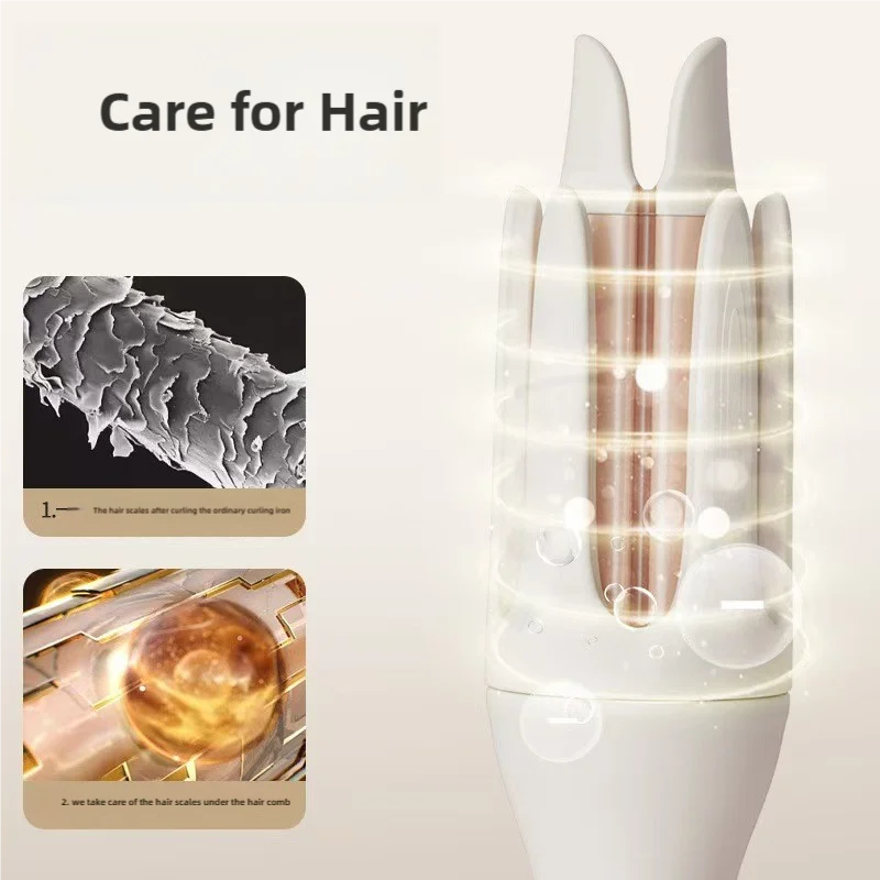 2-In-1 Rotating Hair Curler & Straightener | Tourmaline Ceramic | 3.1 cm Diameter