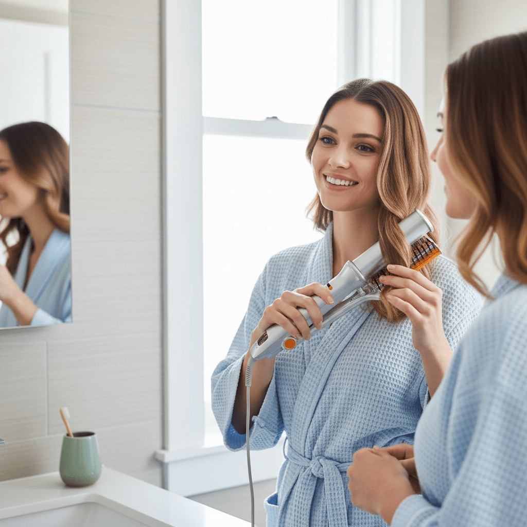 2-In-1 Rotating Hairbrush - Styling & Straightening - Rechargeable Design