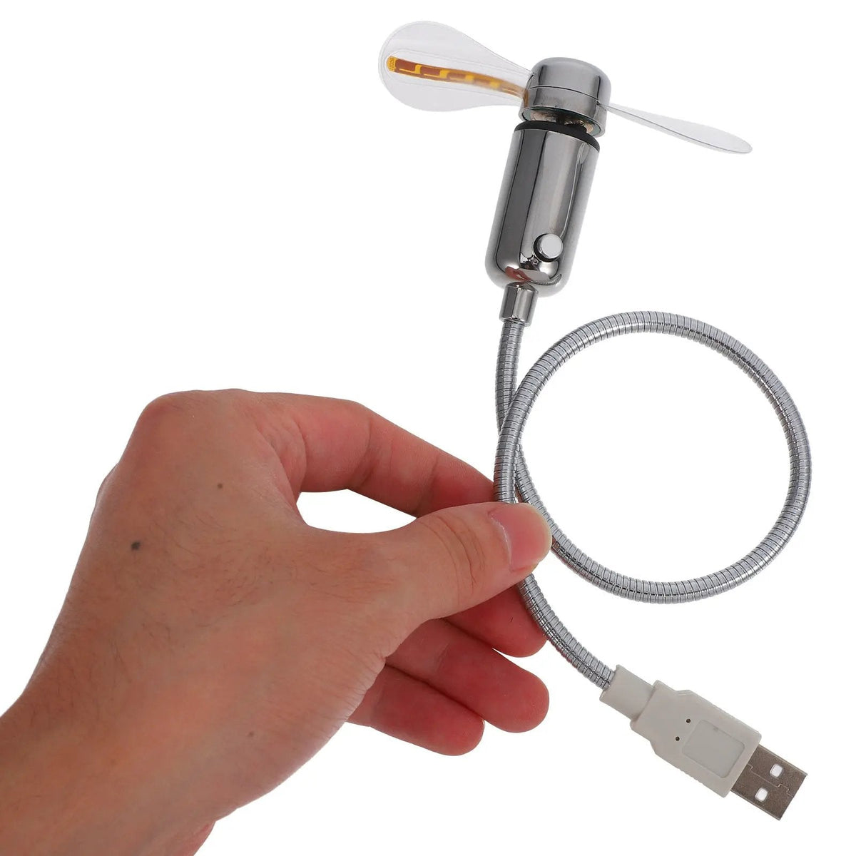 2-In-1 USB Fan With LED Clock Display Light