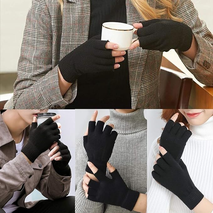 2-Pack Knitted Fingerless Winter Gloves