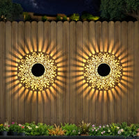 2-Piece Solar Wall Lamp Set - Iron Peony Design - 28 cm Height