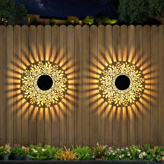 2-Piece Solar Wall Lamp Set - Iron Peony Design - 28 cm Height