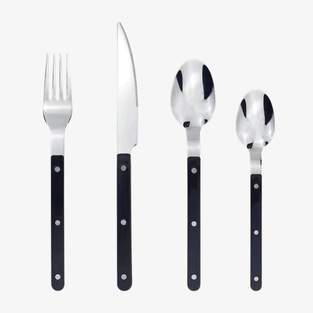 24-Piece Engraved Stainless Steel Cutlery Set