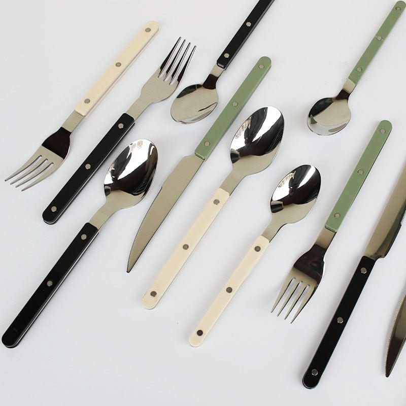 24-Piece Engraved Stainless Steel Cutlery Set