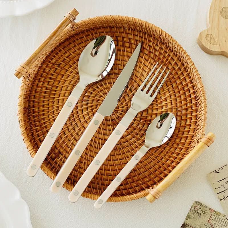 24-Piece Engraved Stainless Steel Cutlery Set