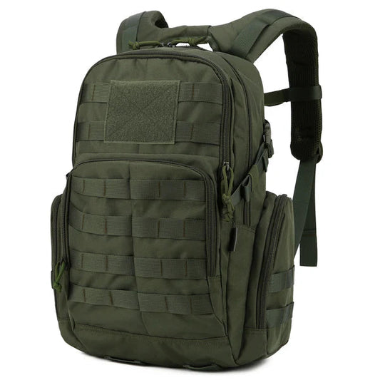 25L Tactical Backpack - Water-Resistant 600D - MOLLE & Hydration Bladder Compartment - Green, Black & Khaki