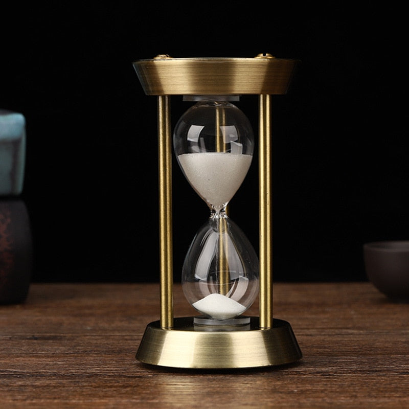 3/5/10-Minute Retro Metal Craft Hourglass Pendulum Sand Timer Decorative Desktop Ornament for Home and Office