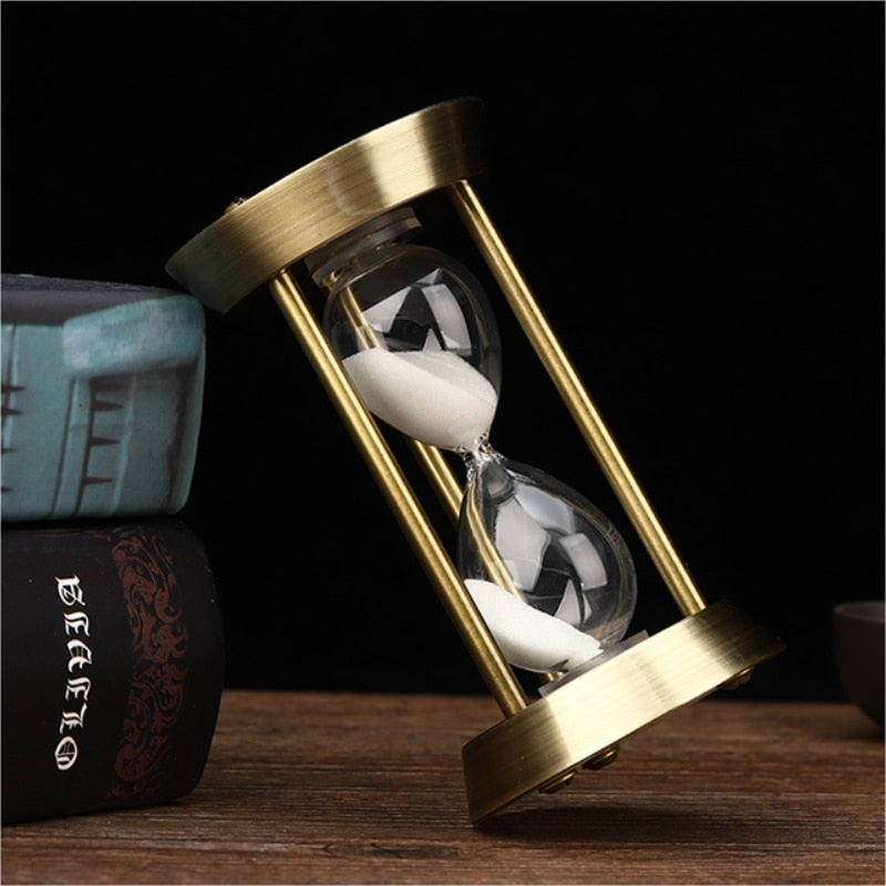 3/5/10-Minute Retro Metal Craft Hourglass Pendulum Sand Timer Decorative Desktop Ornament for Home and Office