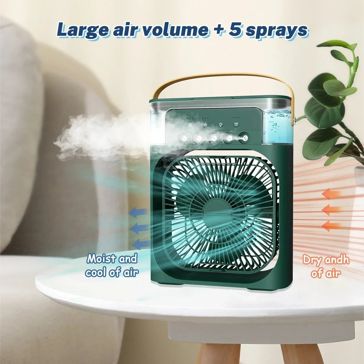 3-In-1 Portable Air Cooler with Humidifier and LED Night Lights