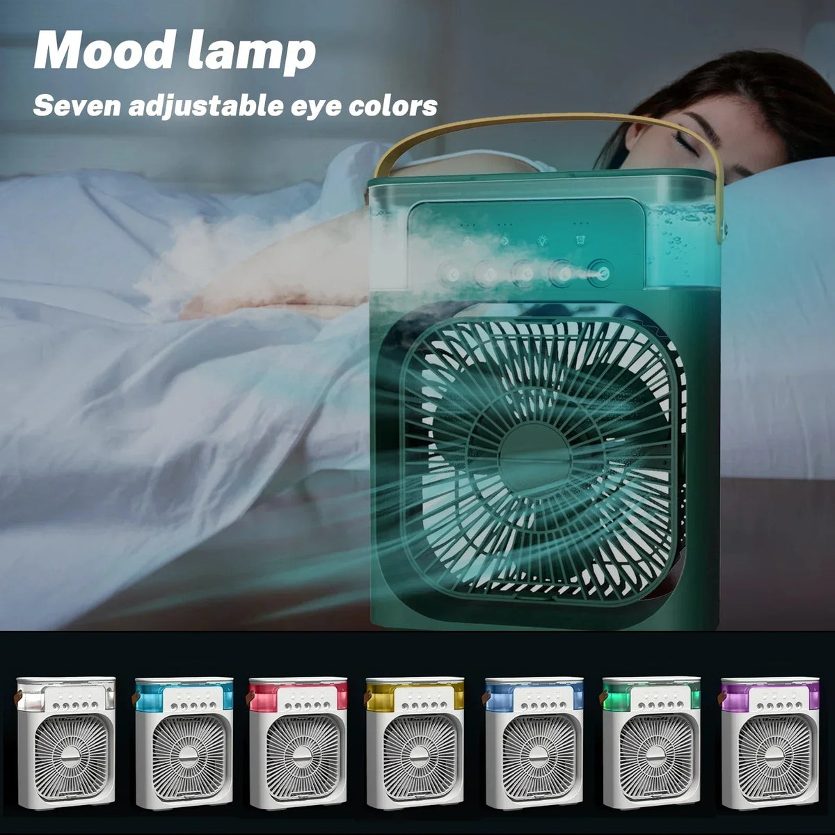 3-In-1 Portable Air Cooler with Humidifier and LED Night Lights