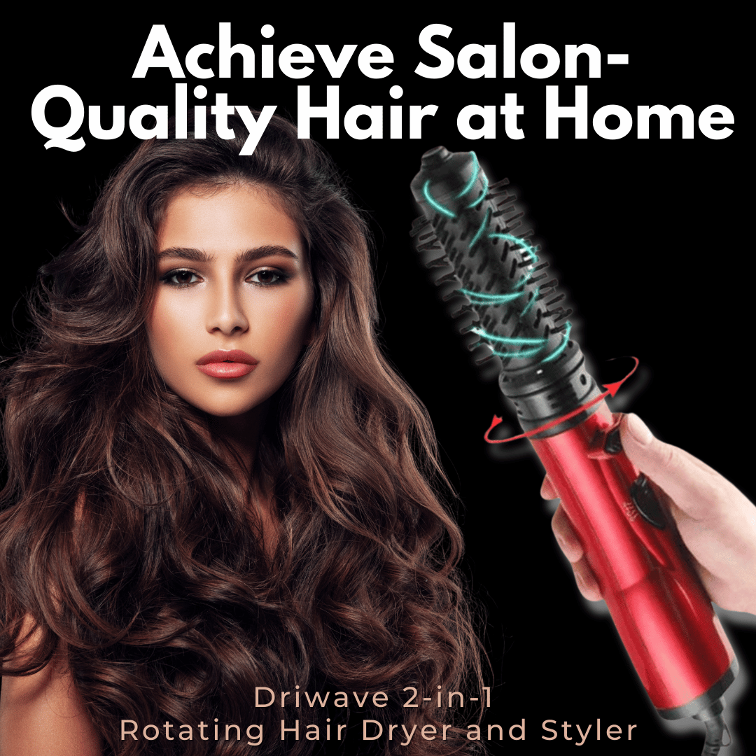 3-In-1 Rotating Hair Dryer and Styler with Temperature Control for Easy Curls and Waves