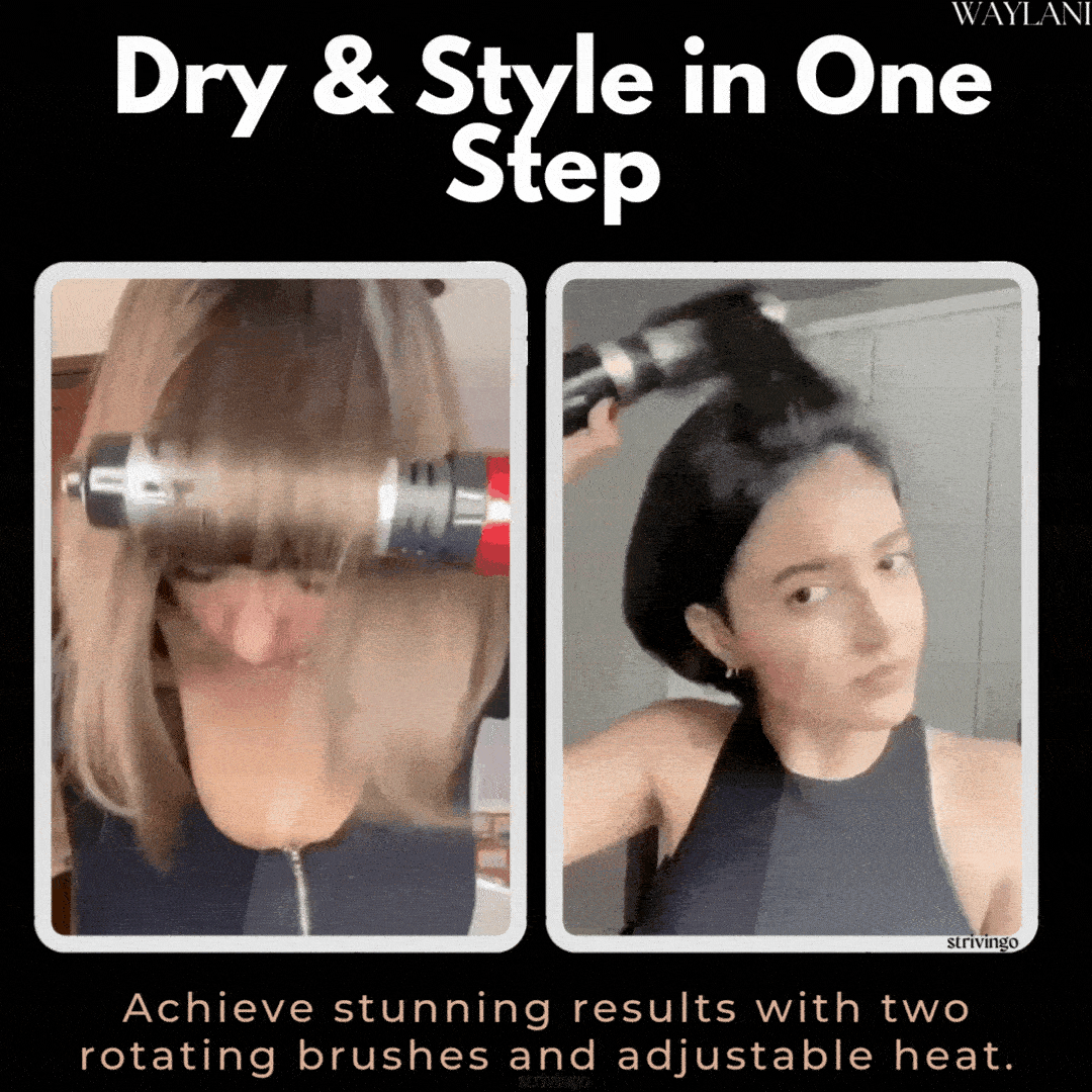 3-In-1 Rotating Hair Dryer and Styler with Temperature Control for Easy Curls and Waves