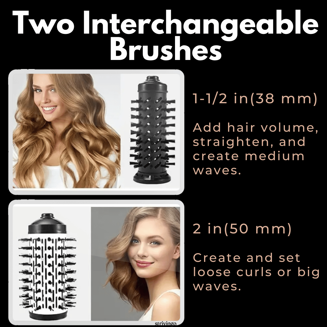 3-In-1 Rotating Hair Dryer and Styler with Temperature Control for Easy Curls and Waves