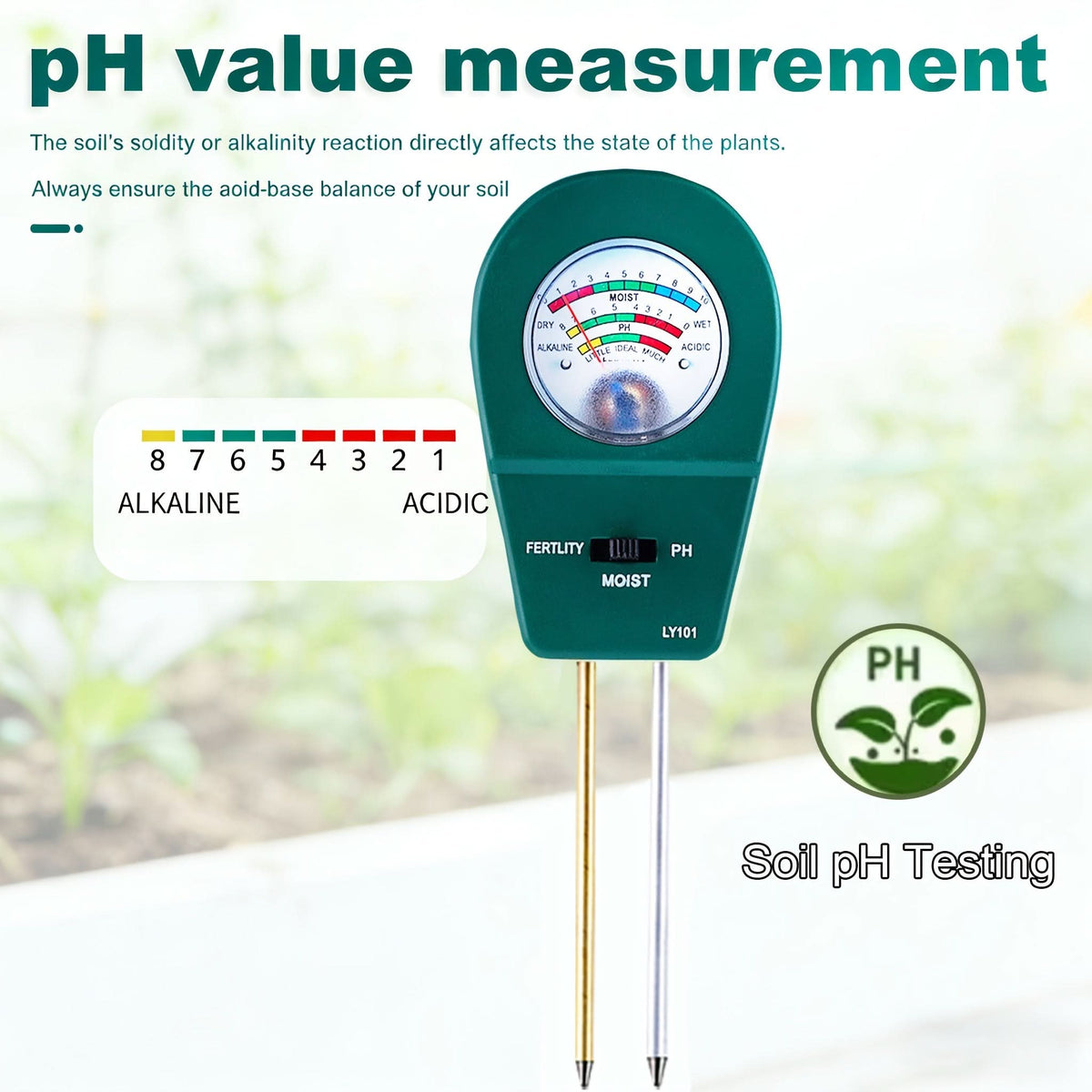 3-In-1 Soil Tester for Moisture, Nutrient Content and pH Value for Healthy Plants