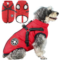 3-In-1 Warm, Waterproof, and Windproof Dog Winter Coat with Built-In Harness