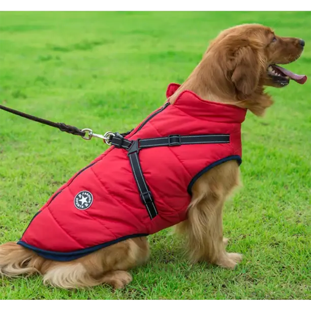 3-In-1 Warm, Waterproof, and Windproof Dog Winter Coat with Built-In Harness