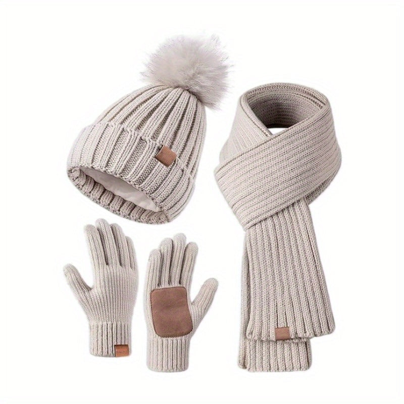3-In-1 Winter Set – Warm Knit Beanie, Scarf, and Gloves