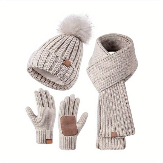 3-In-1 Winter Set – Warm Knit Beanie, Scarf, and Gloves