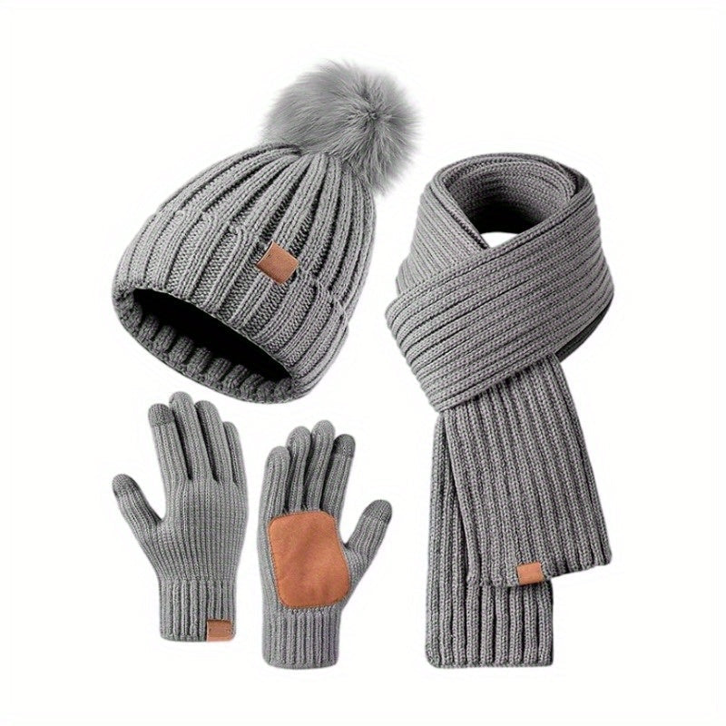 3-In-1 Winter Set – Warm Knit Beanie, Scarf, and Gloves