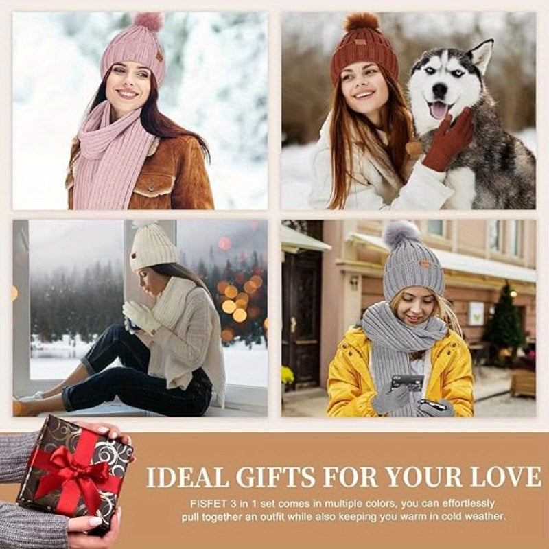 3-In-1 Winter Set – Warm Knit Beanie, Scarf, and Gloves