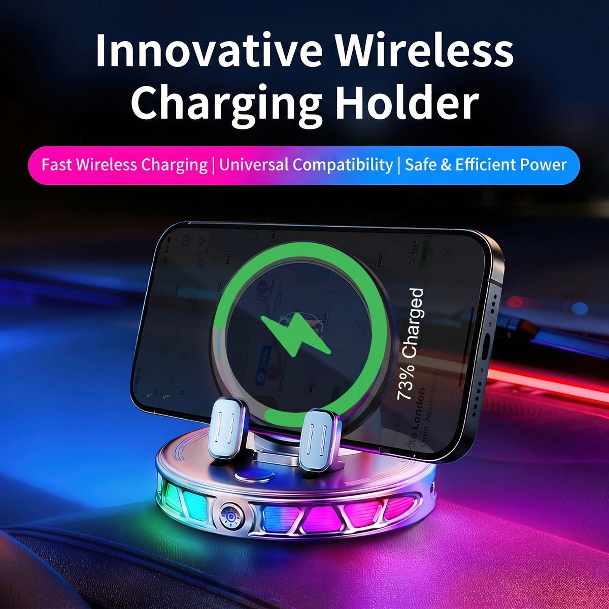 360° Rotating RGB Phone Mount Holder and Charger Car Accessory