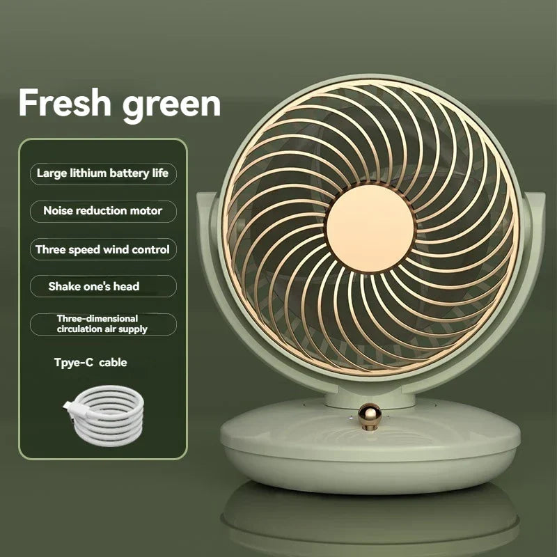360° Rotating Table Fan | 3-Speed Rechargeable USB Desk Fan | Quiet & Compact Portable Fan for Home, Office & Bedroom