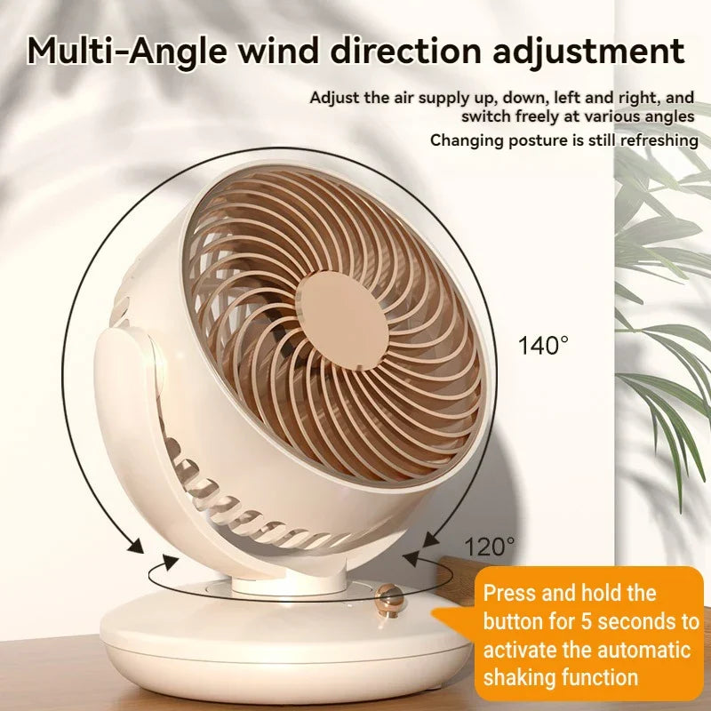 360° Rotating Table Fan | 3-Speed Rechargeable USB Desk Fan | Quiet & Compact Portable Fan for Home, Office & Bedroom