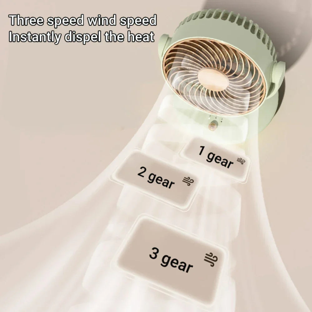 360° Rotating Table Fan | 3-Speed Rechargeable USB Desk Fan | Quiet & Compact Portable Fan for Home, Office & Bedroom