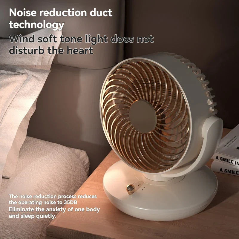 360° Rotating Table Fan | 3-Speed Rechargeable USB Desk Fan | Quiet & Compact Portable Fan for Home, Office & Bedroom