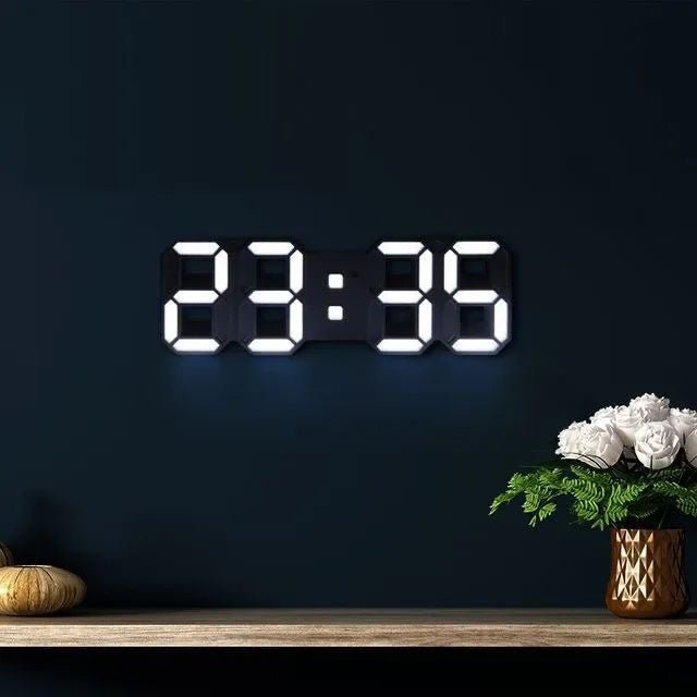 3D LED Wall Clock – Modern Digital Clock with Dimmable Lighting