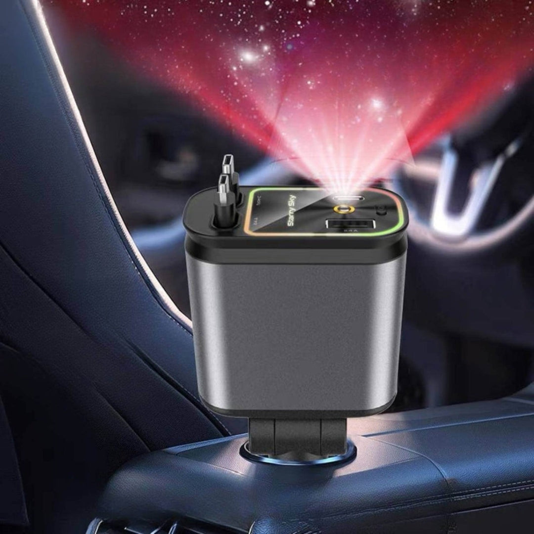 4-In-1 Fast Car Charger with RGB Starry Sky Light