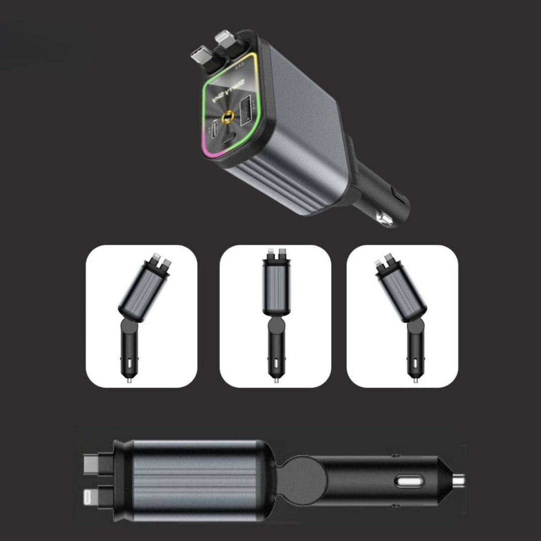 4-In-1 Fast Car Charger with RGB Starry Sky Light