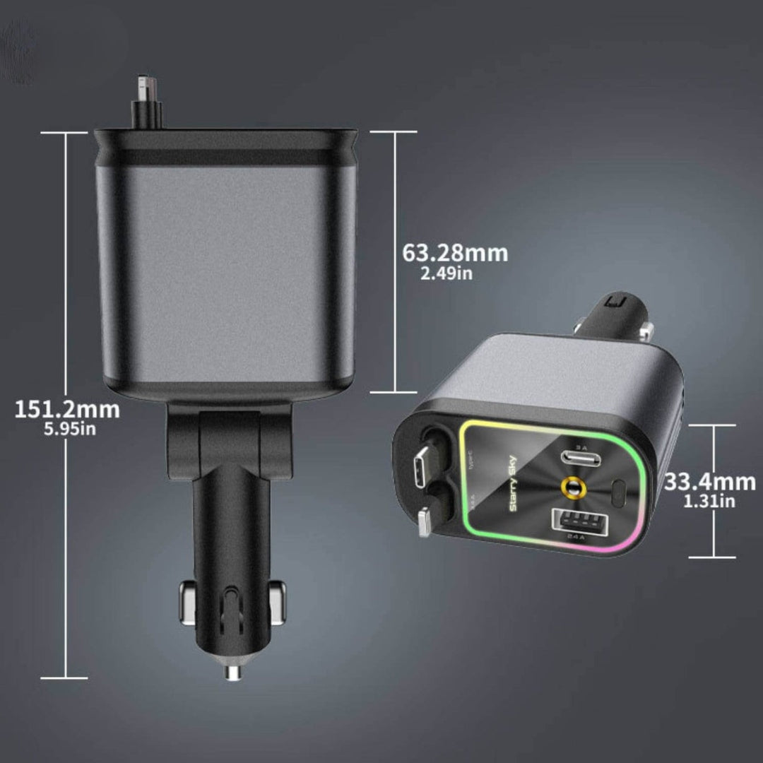 4-In-1 Fast Car Charger with RGB Starry Sky Light