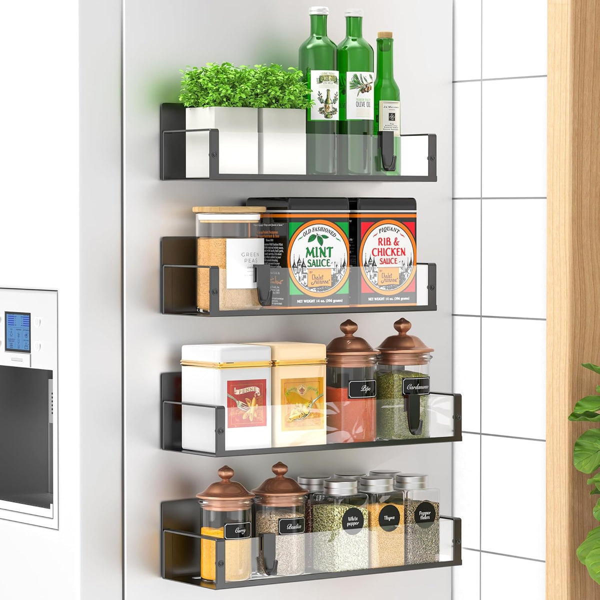 4-Piece Magnetic Spice Rack Set