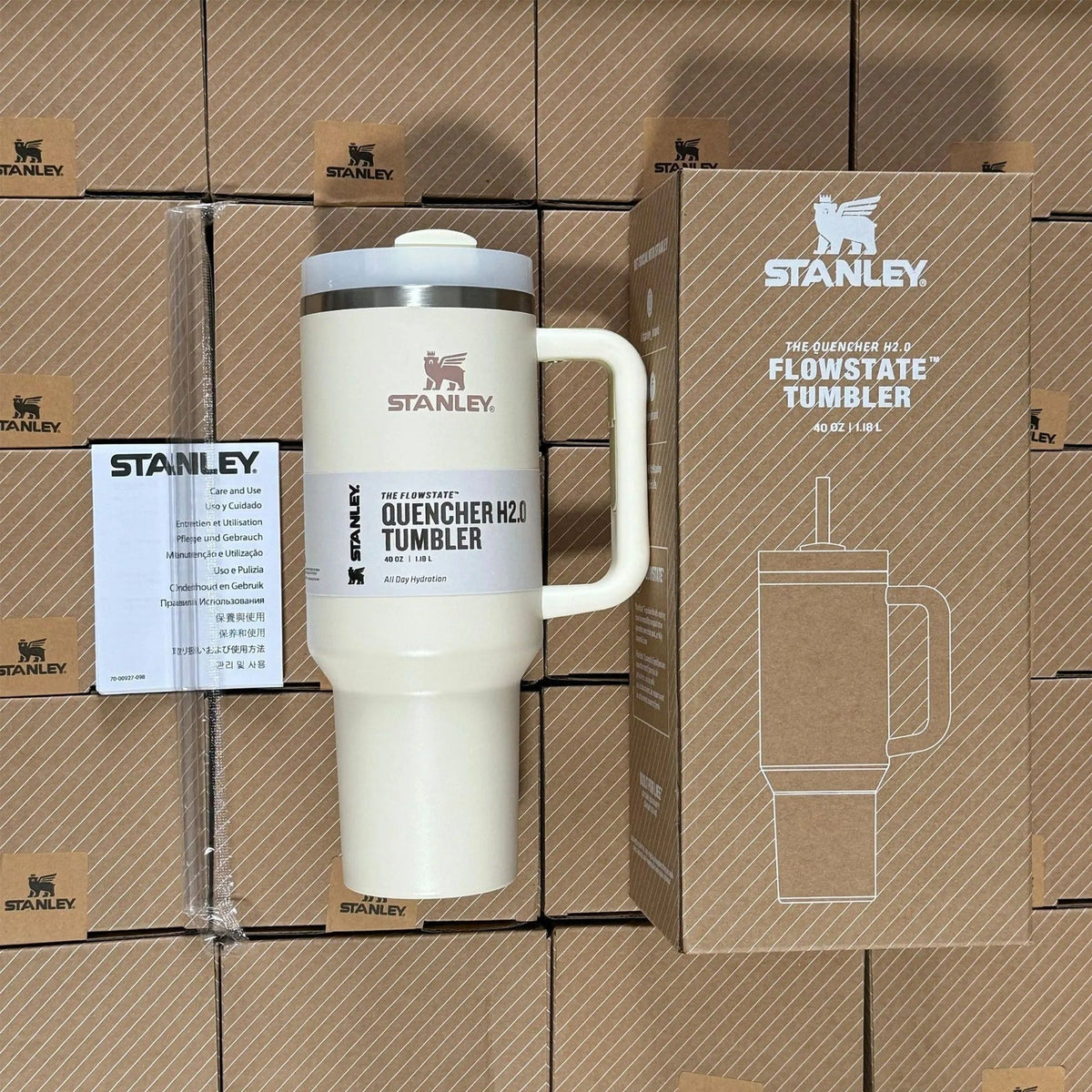 40 Oz Insulated Stainless Steel Travel Mug with Handle and Straw - Leak-Proof