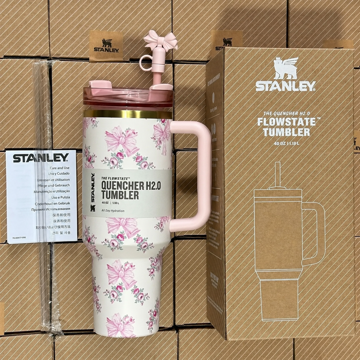 40 Oz Insulated Stainless Steel Travel Mug with Handle and Straw - Leak-Proof
