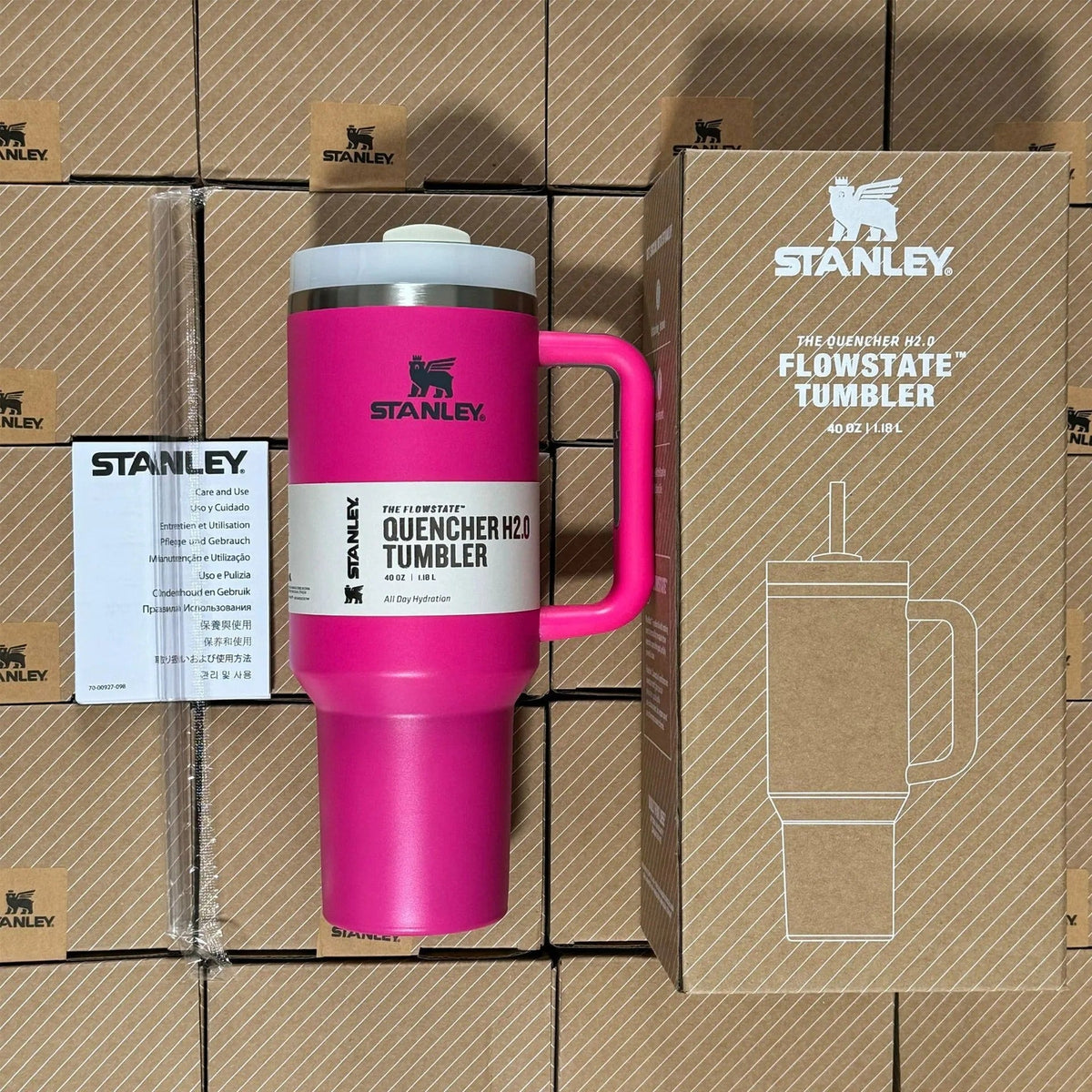 40 Oz Insulated Stainless Steel Travel Mug with Handle and Straw - Leak-Proof