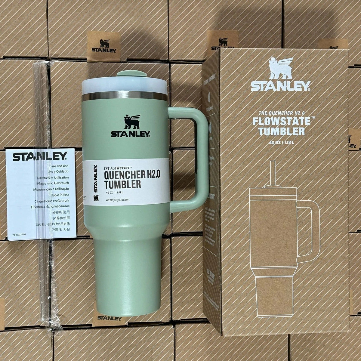 40 Oz Insulated Stainless Steel Travel Mug with Handle and Straw - Leak-Proof
