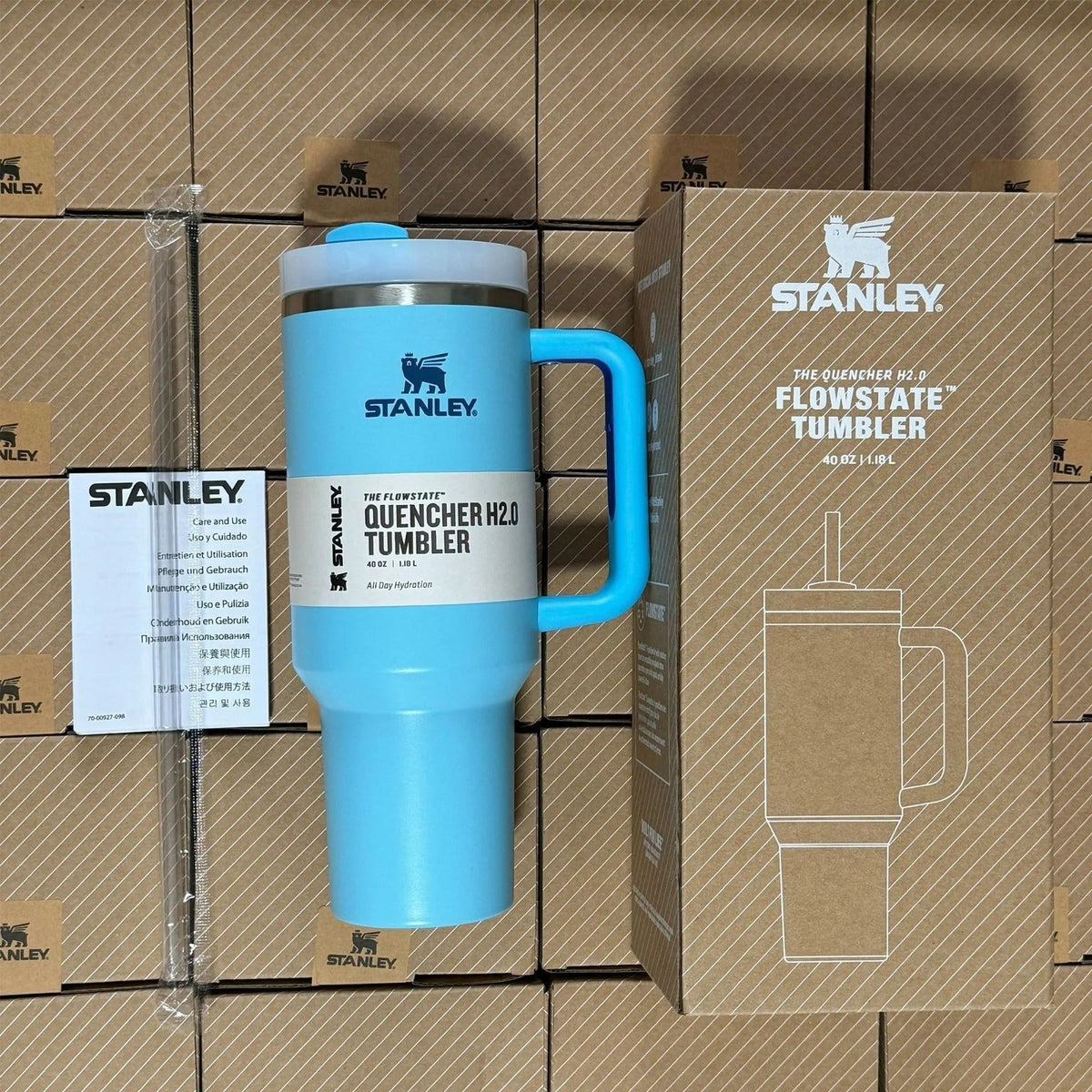 40 Oz Insulated Stainless Steel Travel Mug with Handle and Straw - Leak-Proof