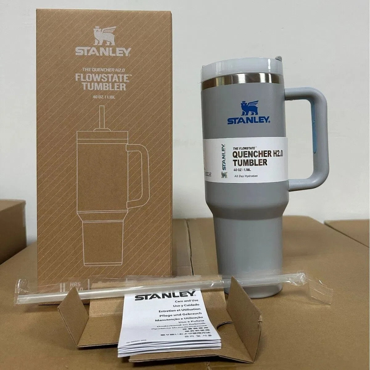 40 Oz Insulated Stainless Steel Travel Mug with Handle and Straw - Leak-Proof