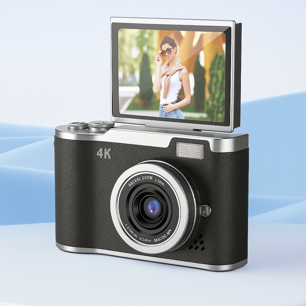 4K Digital Camera with Flip Screen and Vlogging Video Recorder