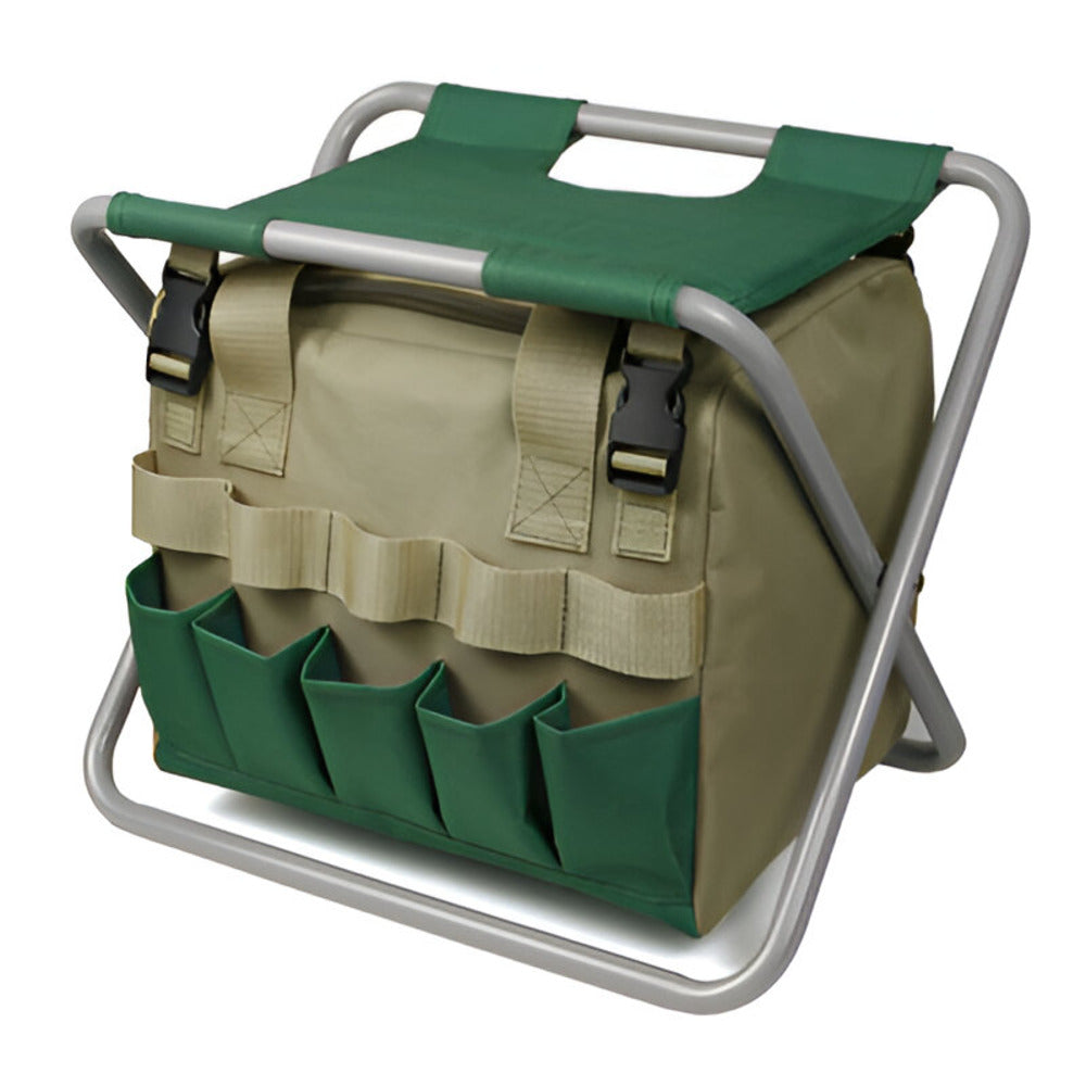 6-Piece Garden Tool Set with Folding Stool and Tote Bag