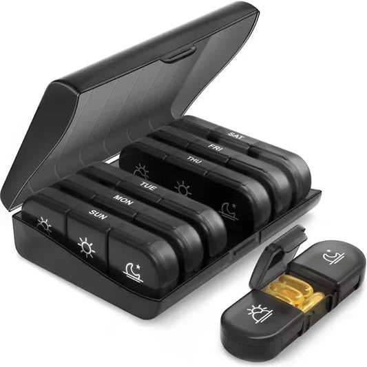7-Day Pill Box with 3 Compartments - Medication and Tablet Organizer