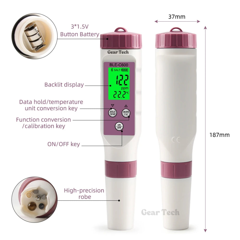 7-Parameter Digital Pool Tester for pH and Chlorine