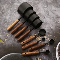 8-Piece Oak & Stainless Steel Measuring Set for Baking & Cooking