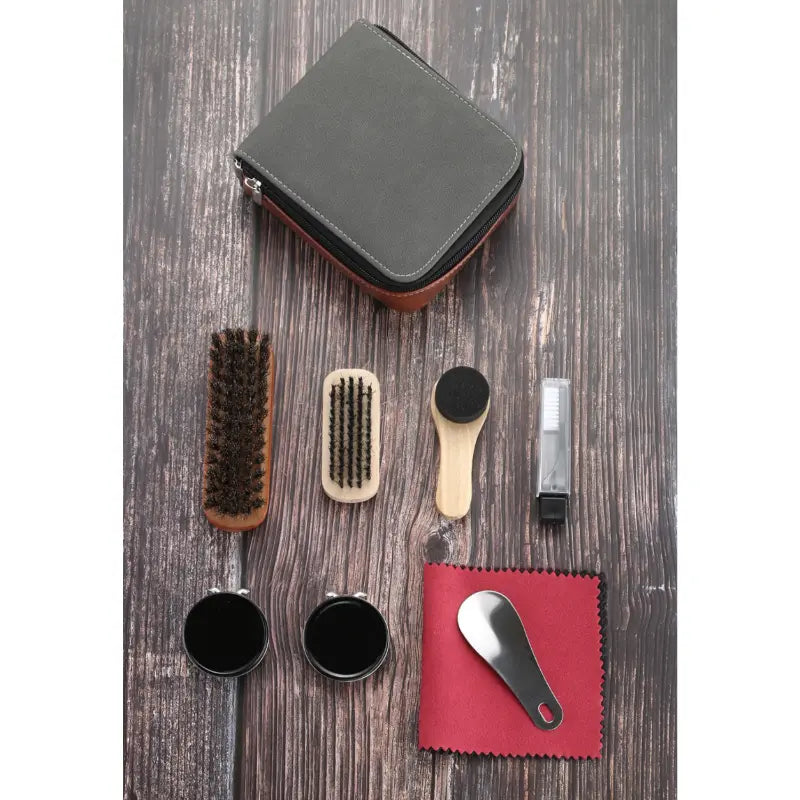 9-Piece Leather Shoe Care Kit with Horsehair Brushes