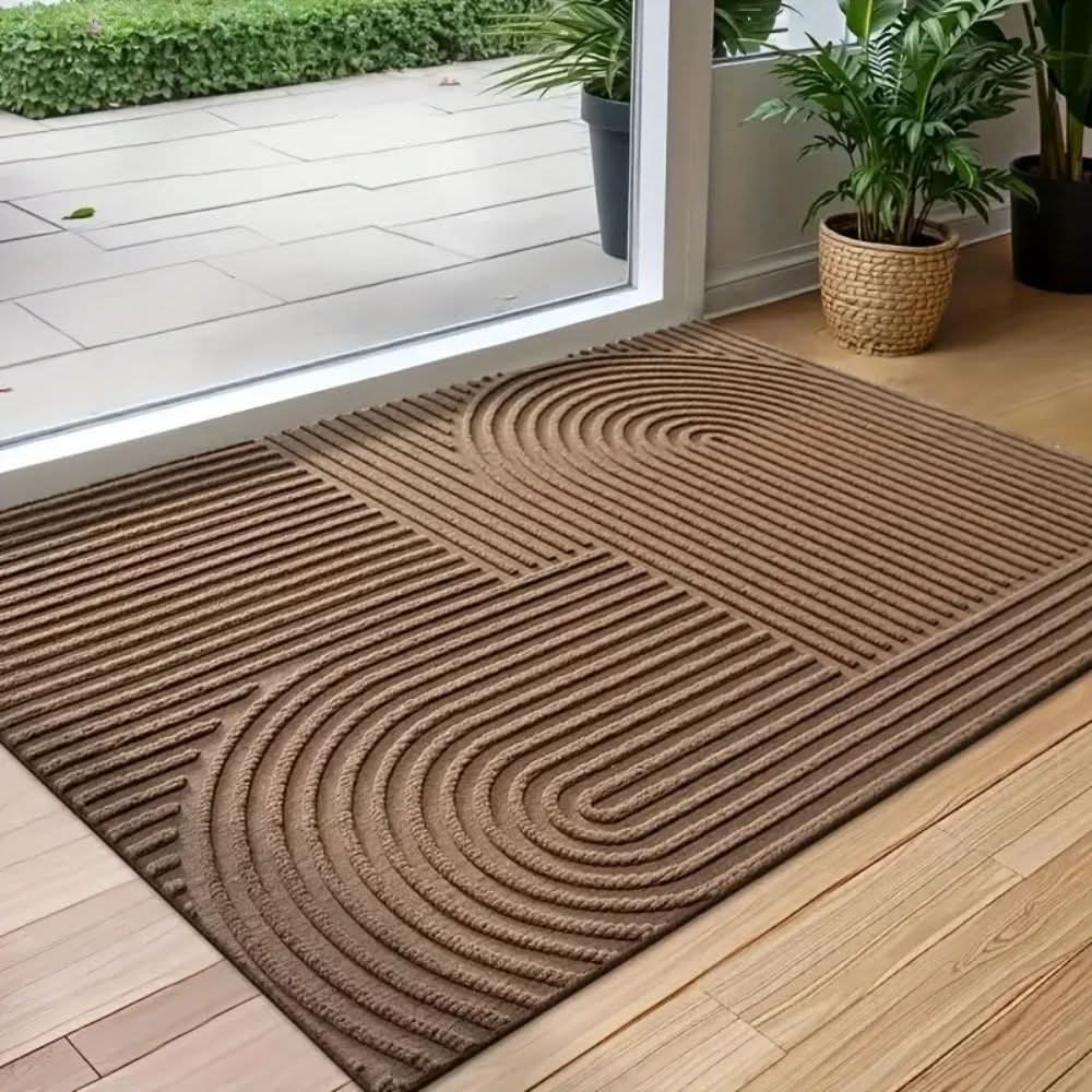 Absorbent, Washable Mat with Fluid Line Pattern