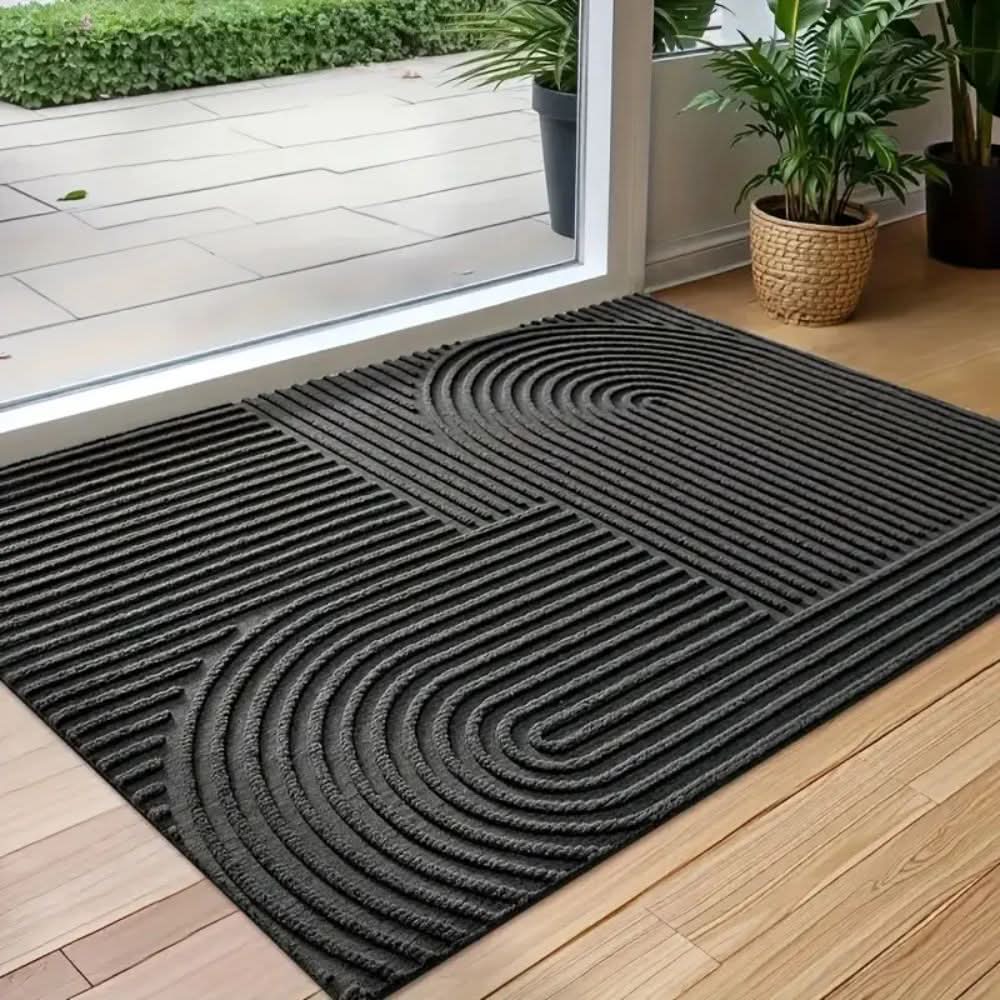 Absorbent, Washable Mat with Fluid Line Pattern